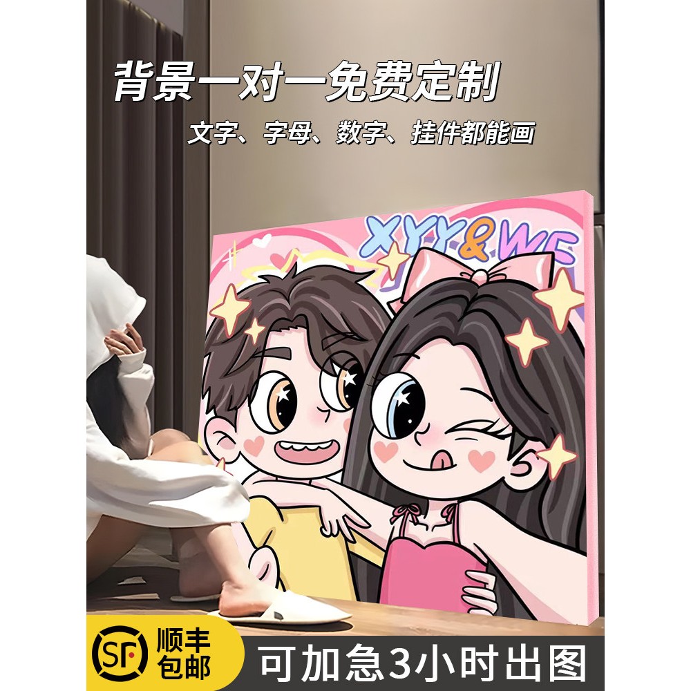 手绘装饰画无框画定制礼物