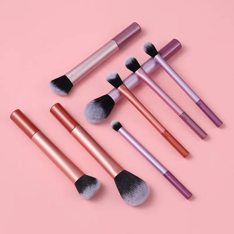 8支多色长铝管化妆刷套装rt彩色柄眼影刷软毛化妆刷美妆工具套装
