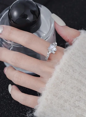 2025新款精致冰川蓝星星戒指小众设计高级感食指戒可调节指环女