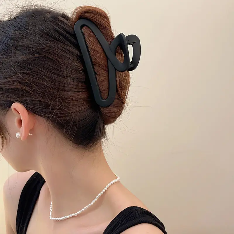 秋冬咖色磨砂镂空亚克力抓夹发夹简约盘发夹复古高级感发饰女