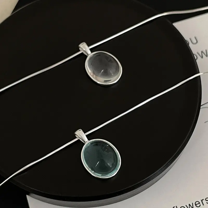 s925银椭圆月光石项链女小众ins网红锁骨链闺蜜礼物