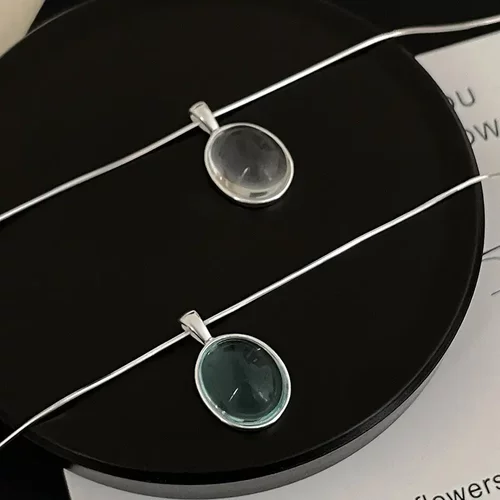 s925银椭圆月光石项链女小众ins网红锁骨链闺蜜礼物