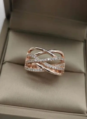 wih欧美时尚ol 线条交叉镶钻in风配饰