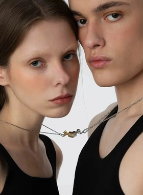 磁吸相吸黑头情侣款项链设计感男士饰品潮甜酷女生磁吸糖果吊坠