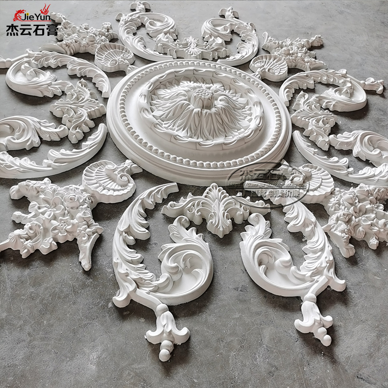 法式灯盘拼花欧式灯池石膏线条天花板吊顶灯雕O花造型仿PU角花灯