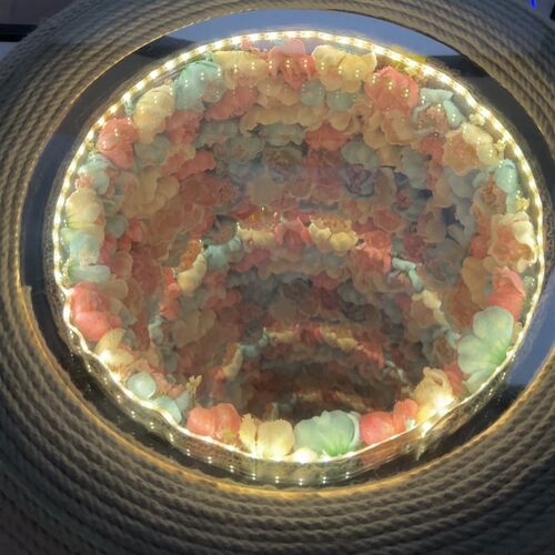 深渊茶几透明双面镜半透明圆形轮胎茶J几材料千层亚克力有机玻璃