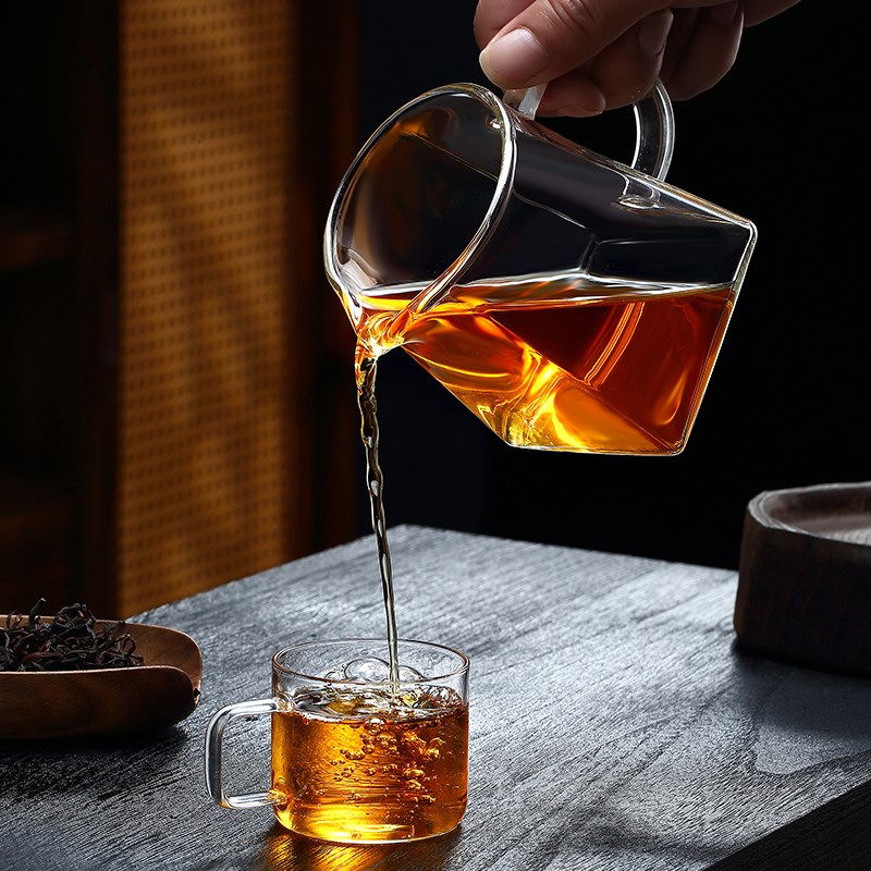 玻璃茶具大小号公杯耐热温高硼硅玻璃加厚公道P杯茶漏过滤网分茶