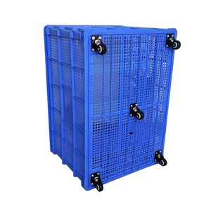 胶框工厂中转箱 塑料筐带轮子大号长方形周转筐y镂空加厚快递服装