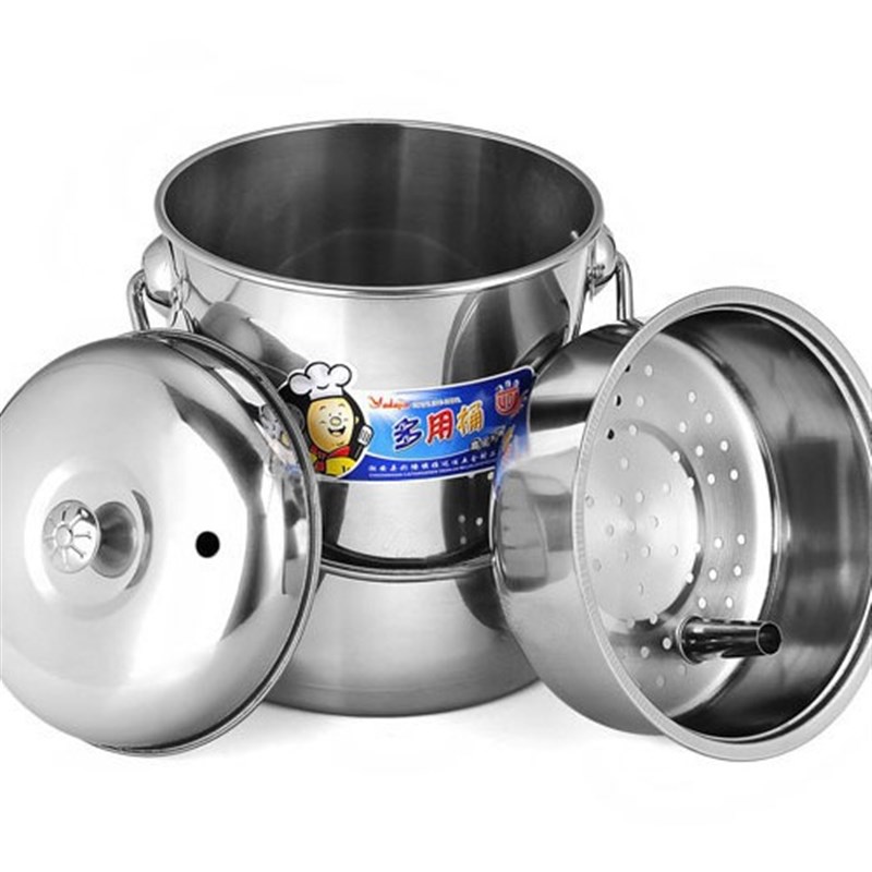 加厚不锈钢茶水桶茶渣桶功夫茶具B接水排水桶带过滤网手提桶垃圾