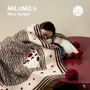 Mila Mila小猫半丝绒披肩可爱毛毯空调毛毯披肩午睡毛毯双面通用