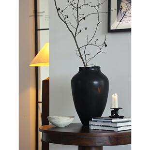 中古南洋风陶瓷花瓶家居装 形上法式 饰品玄关水培黑白复古花器摆件