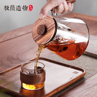 大号玻璃泡茶器黑j晶炉围炉煮茶壶蒸茶壶茶水分离过滤家用茶具套