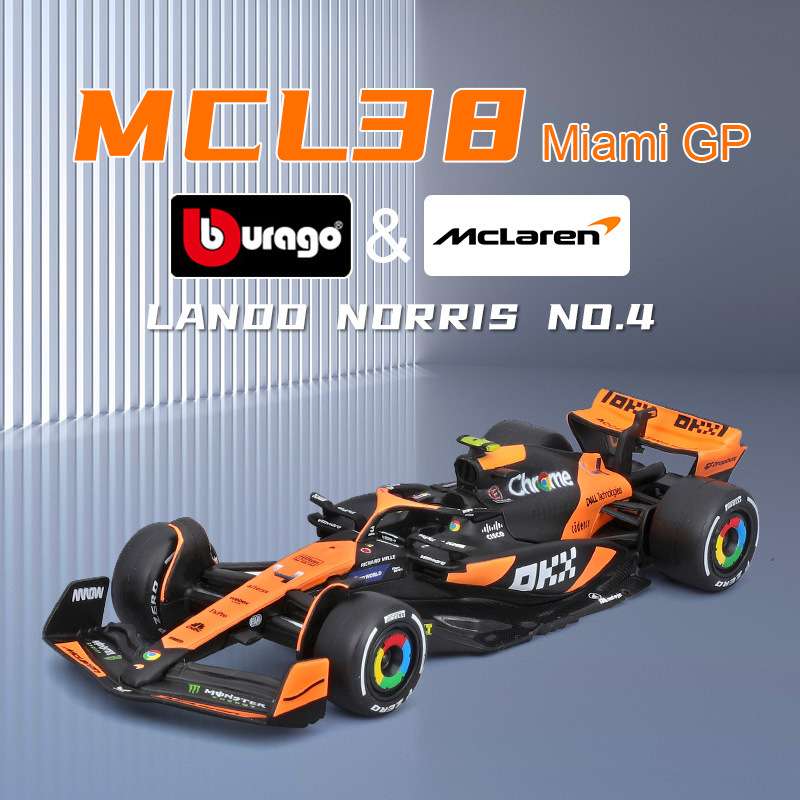 比美高1:43迈凯伦2024MCL38迈阿密GP方程式赛车合金汽车模型玩具