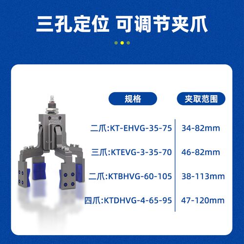 机械手三爪夹具带检测气动夹子可调节开口KTJDHVG/DVG注塑机气夹