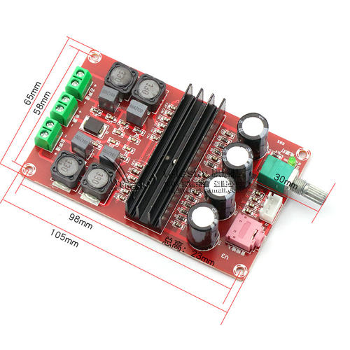 2*100W 数字功放l板模块 12V-24V宽电压 TPA3116D2双声道放大板di