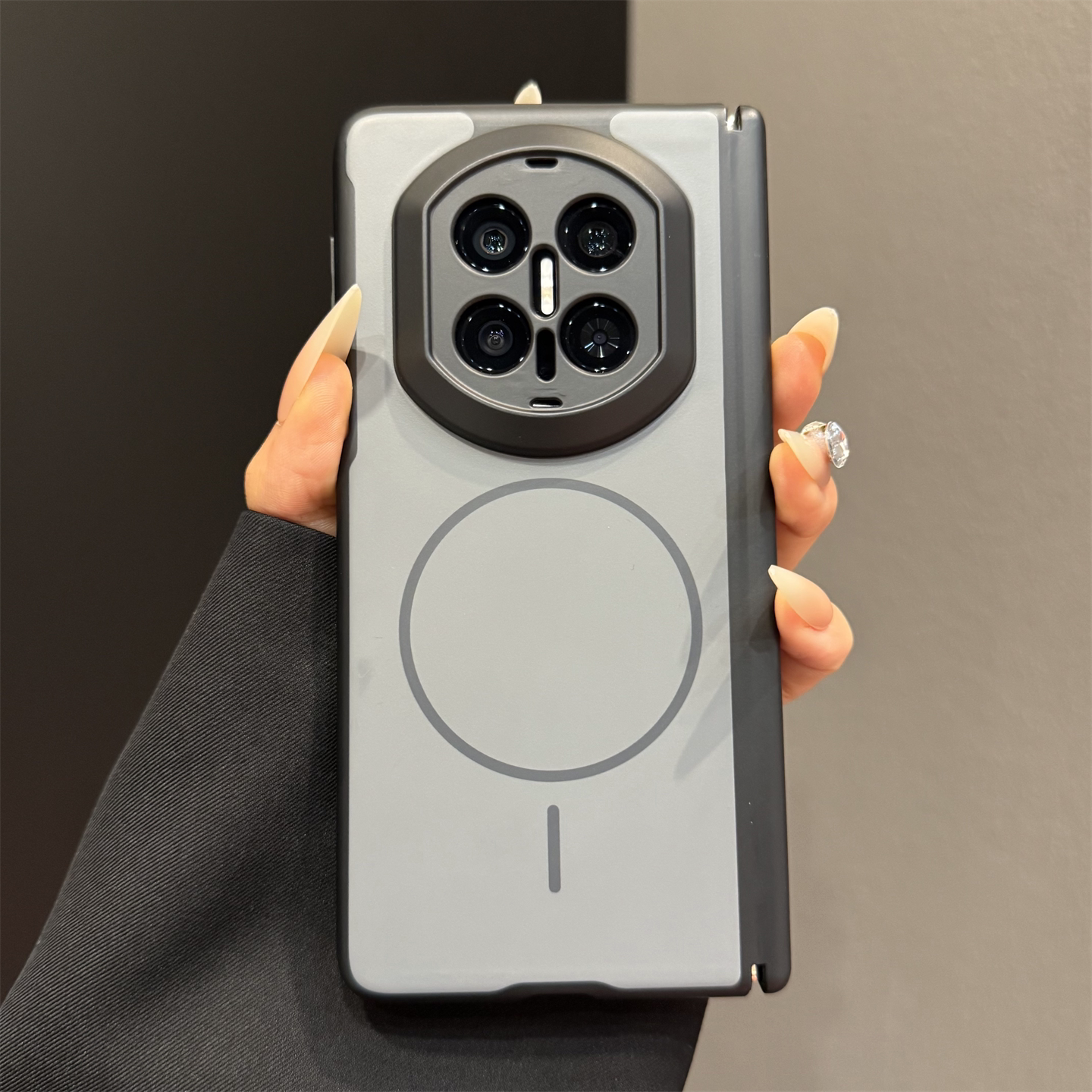 【双中轴保护】宇桐黑色适用华为MateX7折叠屏手机壳mateX7典藏肤感磨砂彩盾磁吸简约时尚全包防摔男女通用