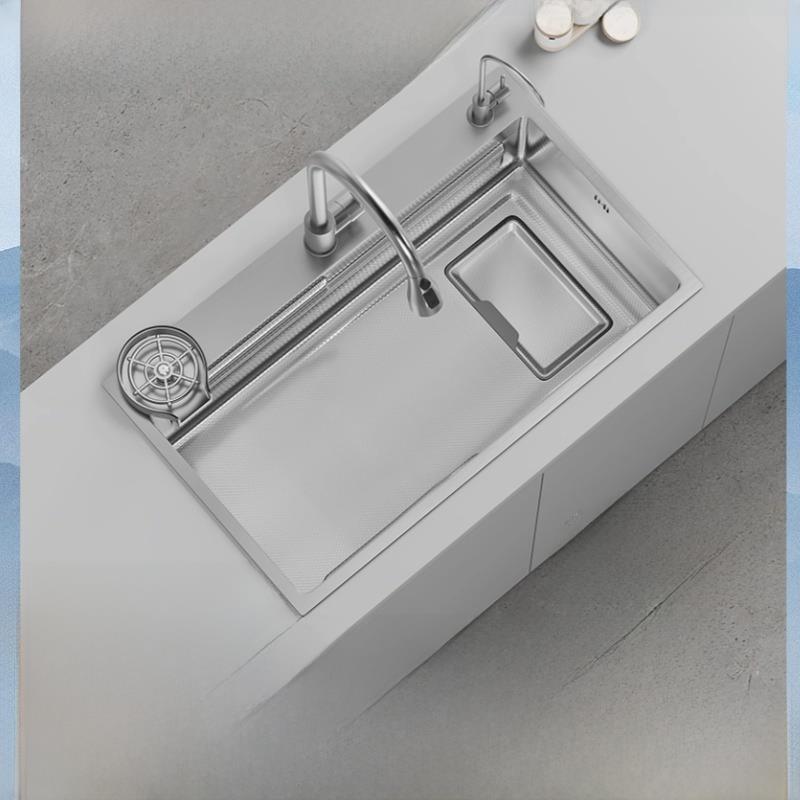 压纹304不锈钢大单槽厨房纳米水槽家用加厚洗菜盆洗手碗池台下盆