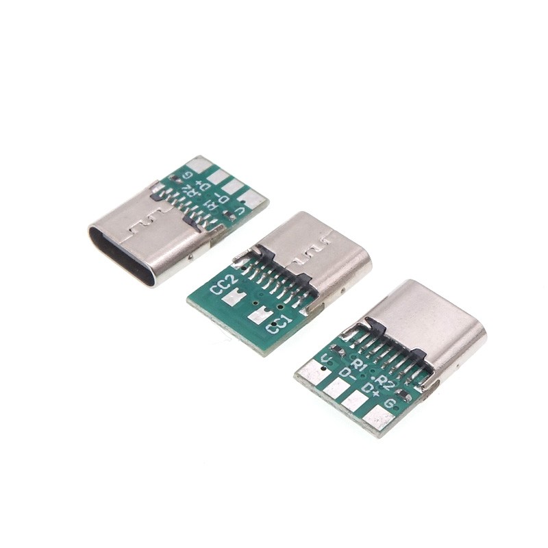 TYPEC母座带板DIY数据线转接线延长线连接器PD插头TYPEC母座外壳