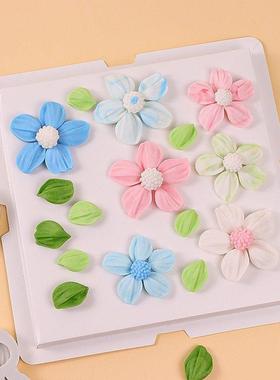 网红翻糖巧克力硅胶刮刀花格桑花郁金香叶子模具蛋糕装饰烘焙工具