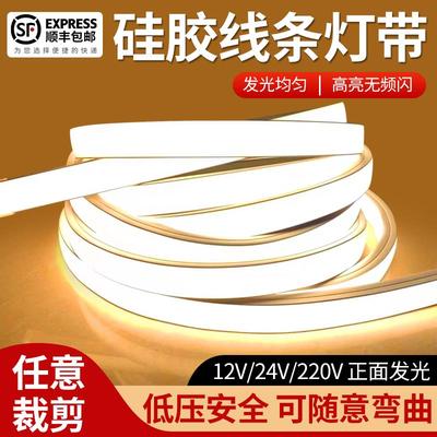 led柔性矽胶灯带条免穿软套管24V低压防水220V嵌入式线 线形灯带
