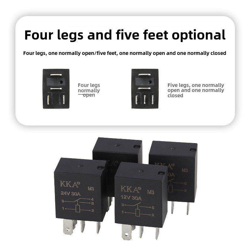 Kka汽车改装24V紫色继电器12V大灯30A油车保险丝盒M3银触点铜脚