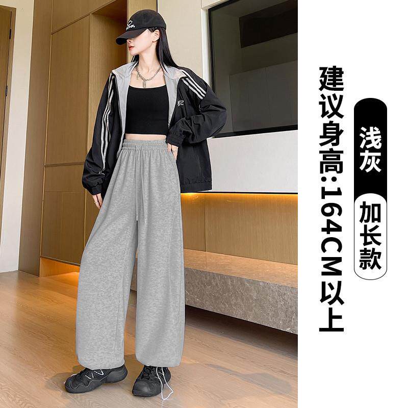 推荐灰色卫裤运动裤女款秋季15初中学生少女12岁大童宽松阔腿休闲