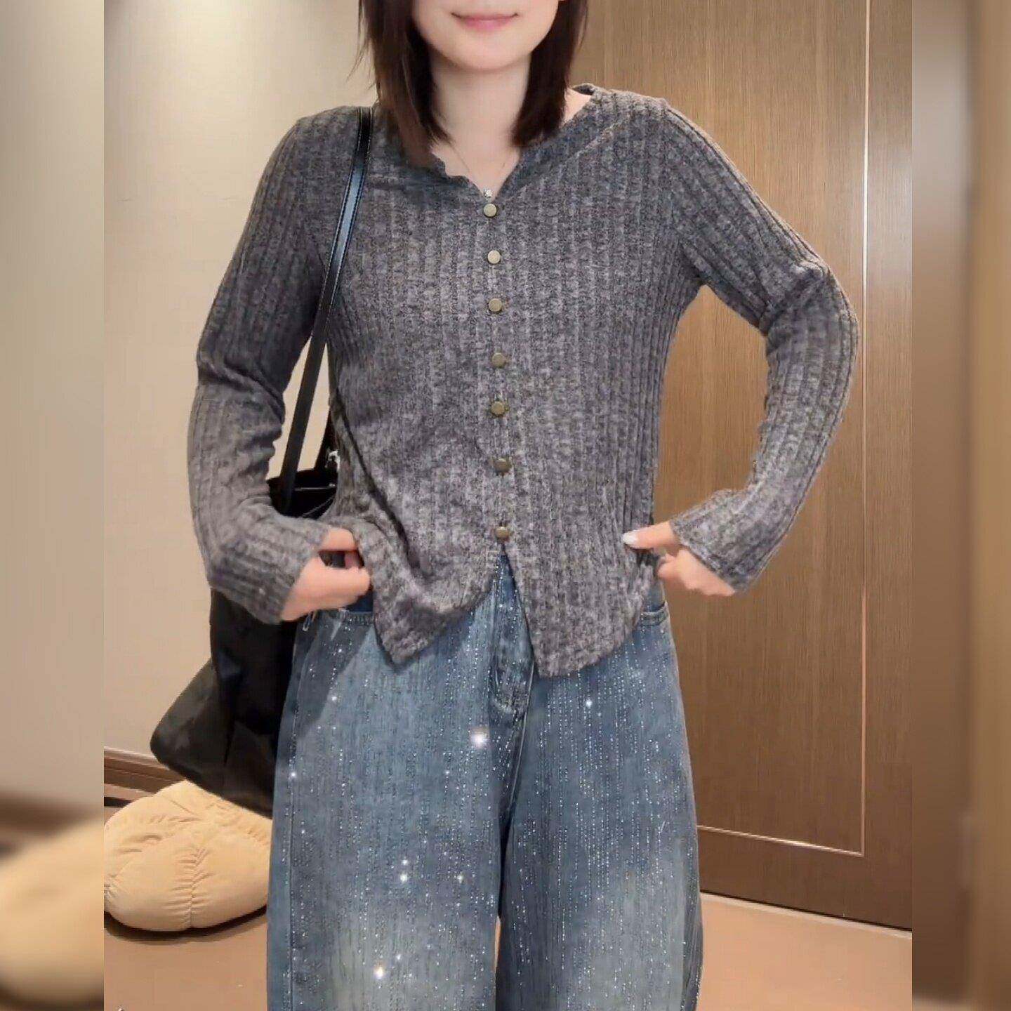 好货韩版大码遮肉坑条纹简约通勤款打底衫上衣2026秋冬款女内搭可