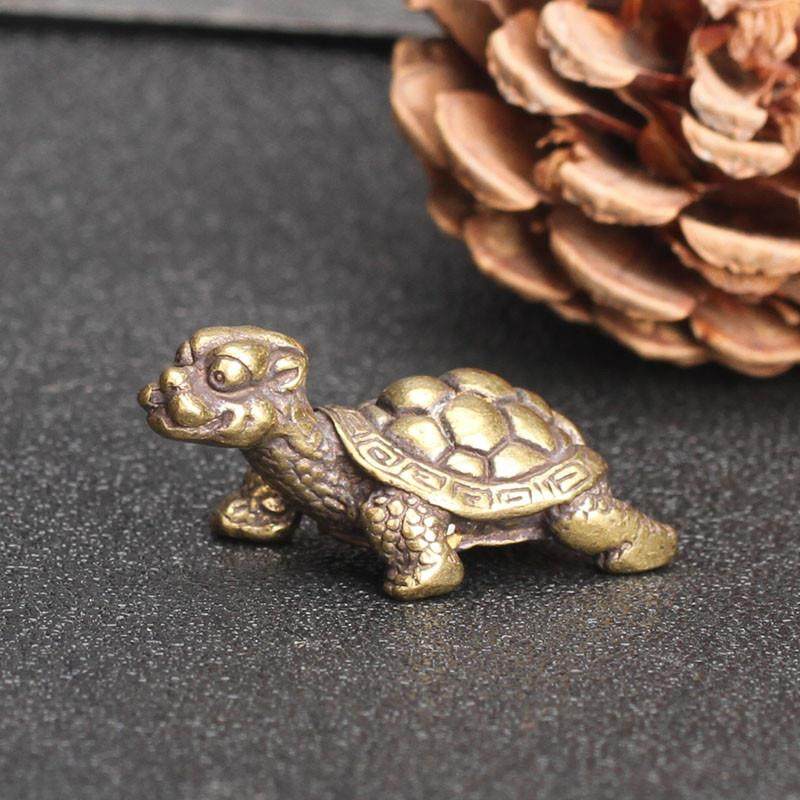 实心纯铜长寿乌龟摆件个性小号铜龟茶宠配件客厅镇宅小铜龟镇尺