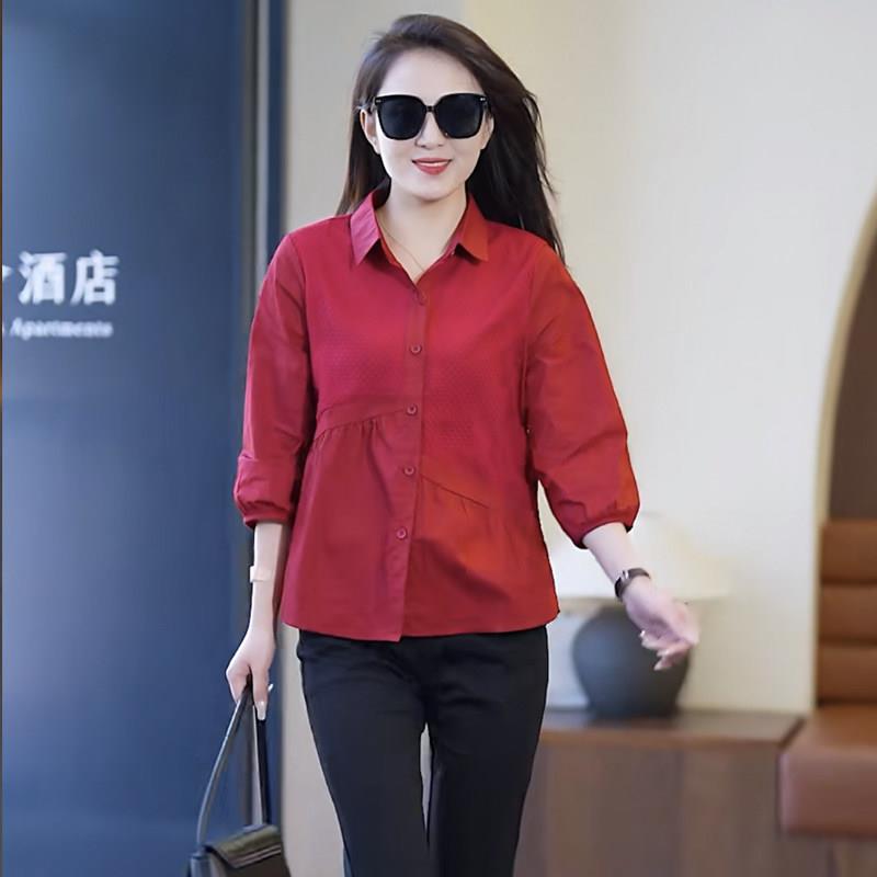 好货减龄时尚套装女衬衫2026秋季新款宽松上衣搭配小脚裤子微胖一