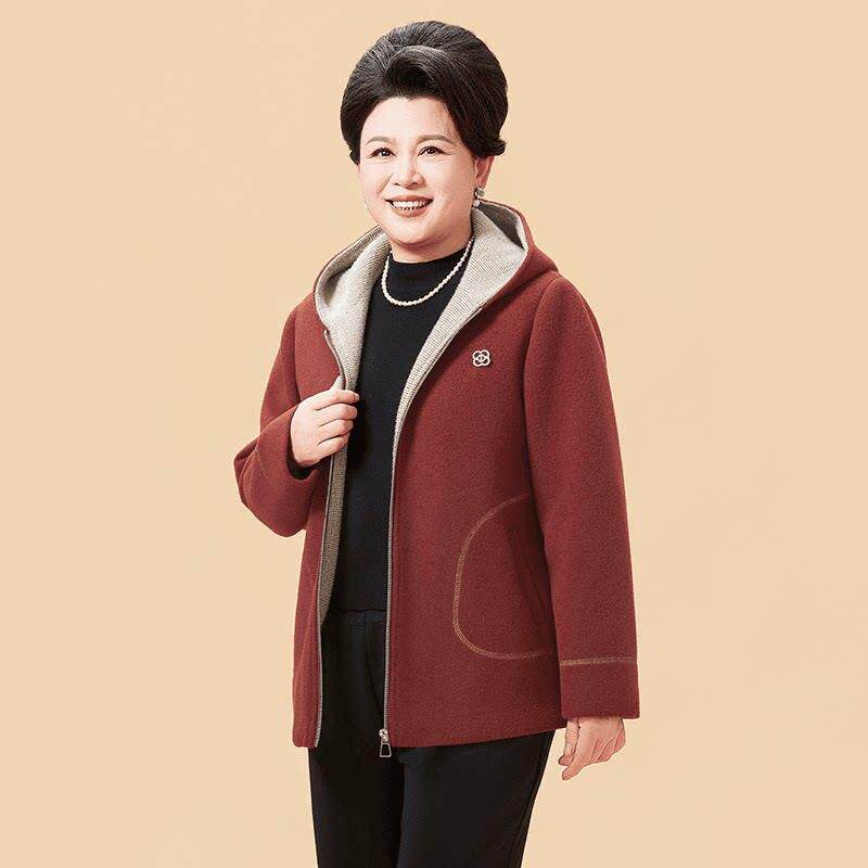 好货中老年人女装棉袄妈妈冬装外套2026新款棉服加绒加厚保暖毛呢
