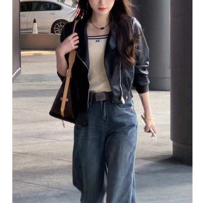 好货黑色短款皮衣外套女春秋2026欧货新款小个子洋气休闲百搭夹克