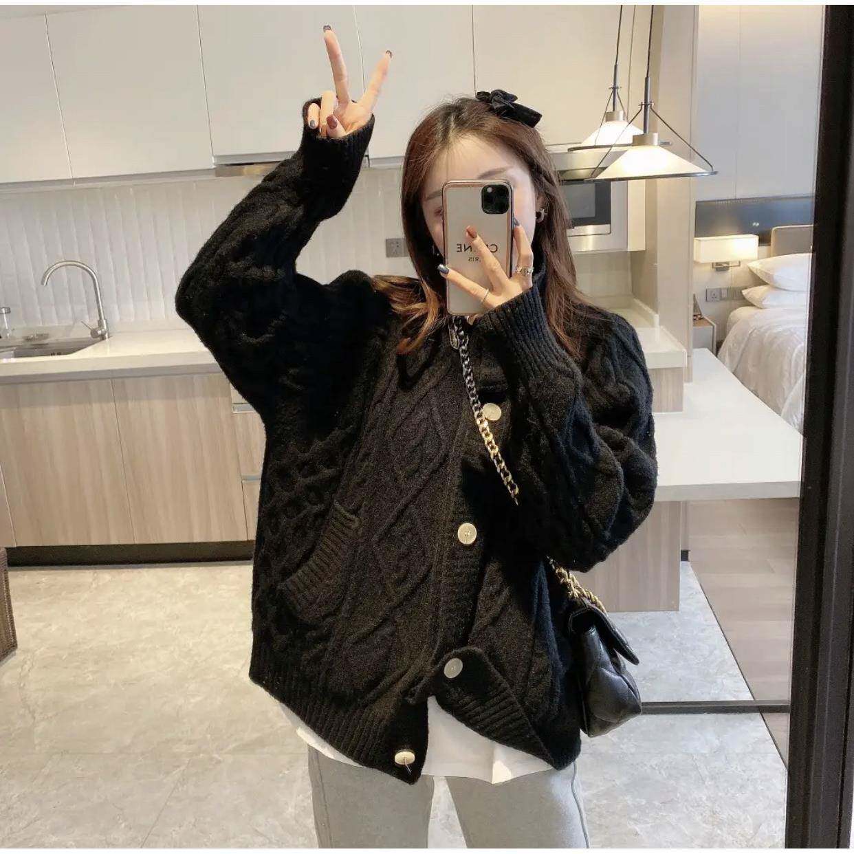 好货本命年红色菱形格针织开衫外套女春秋季欧货洋气小衫圆领麻花