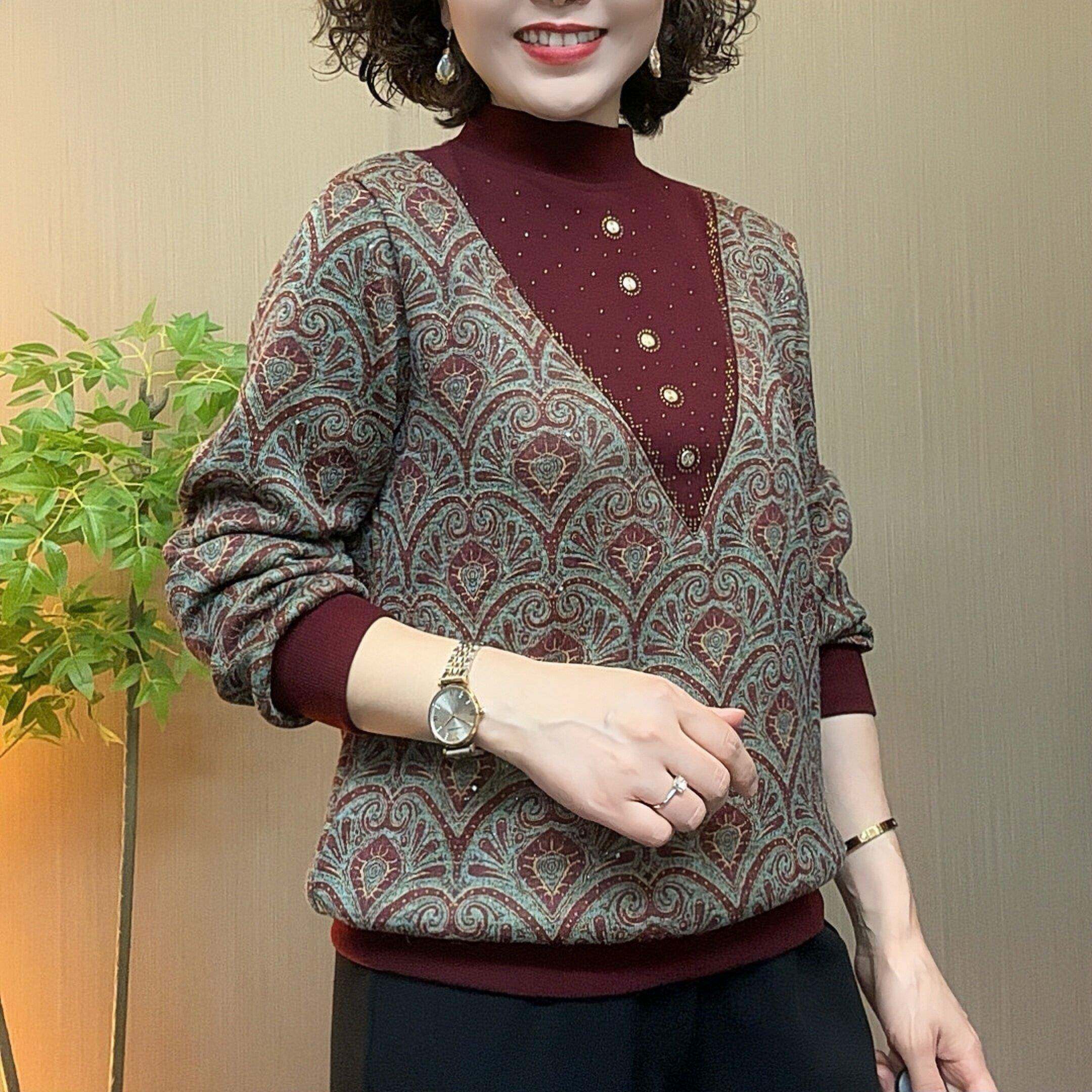 好货2026新款中老年女装妈妈春装打底衫春秋薄款长袖上衣洋气宽松