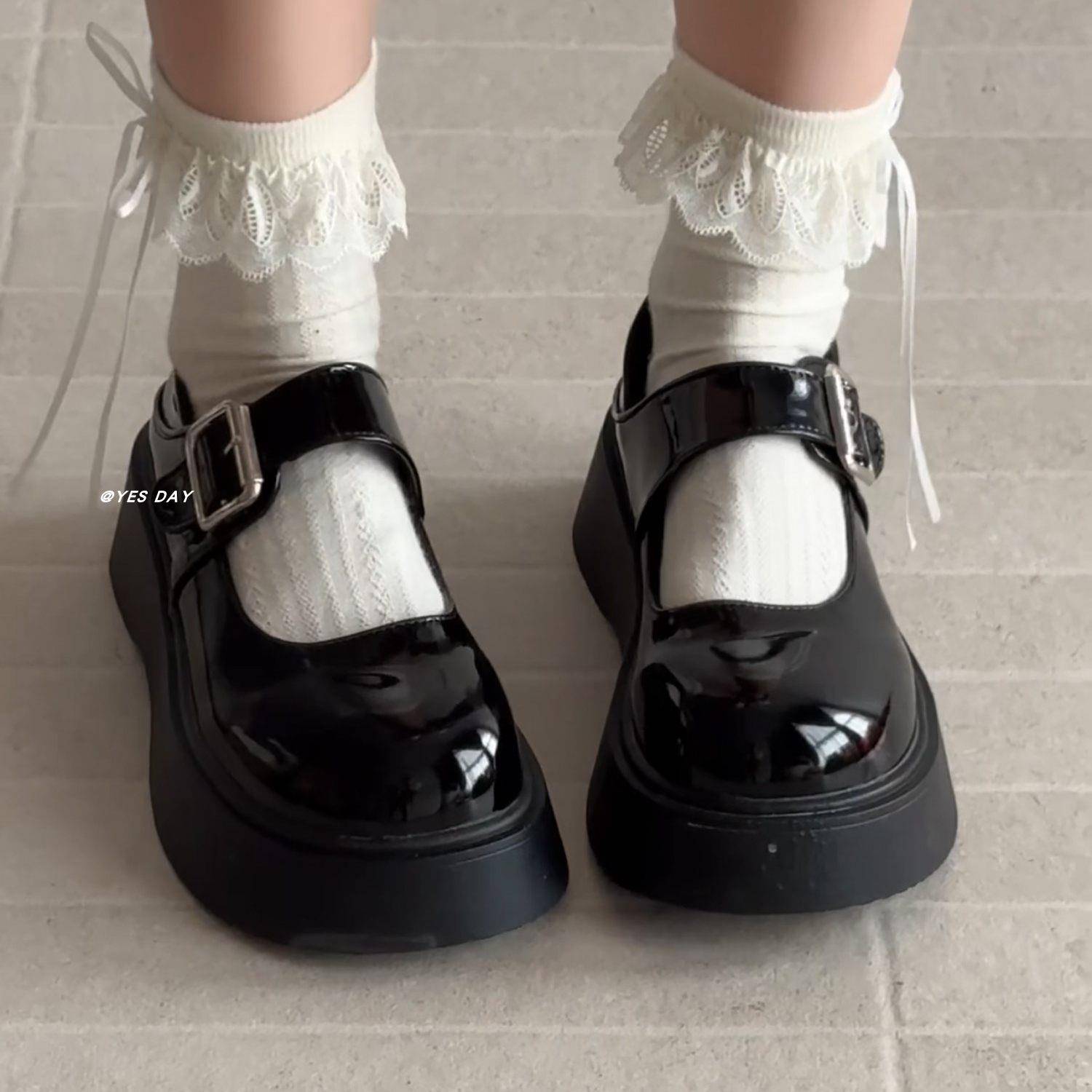 好货黑色大头松糕厚底配裙子浅口玛丽珍鞋女2026春季新款学院风小