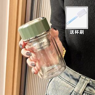 新品高硼硅双层玻璃杯耐高温泡茶杯子便携小巧迷你水杯女士新款高