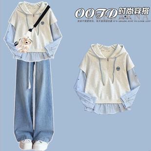 少女大童甜美春秋装卫衣2025新款青少年女装学生初中生搭配套装