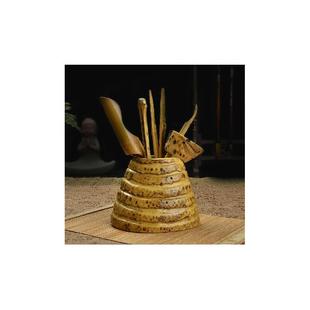 天然竹根茶道六君子套装 茶勺茶漏黑檀竹制功夫茶具茶道配件