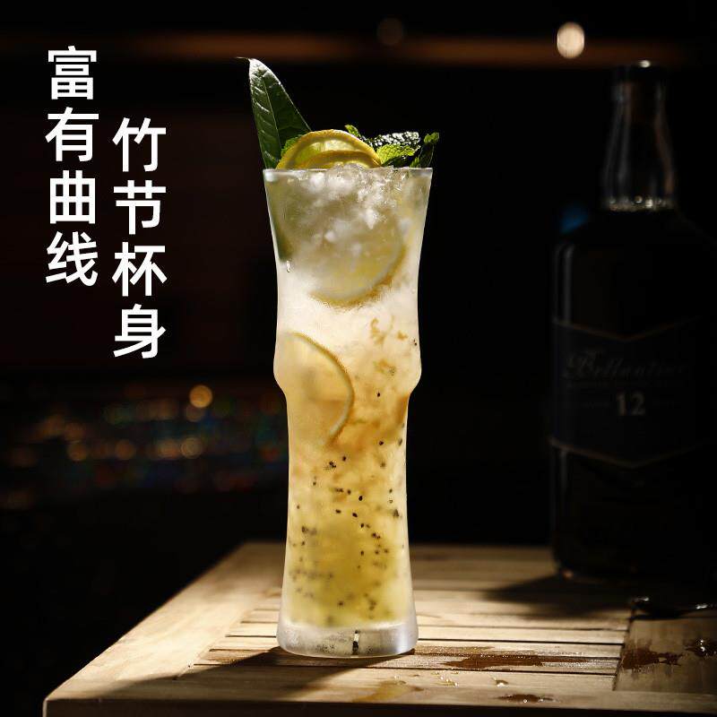 竹节玻璃杯果汁杯奶茶杯进口家用水杯奶昔饮料杯鸡尾酒杯500ml