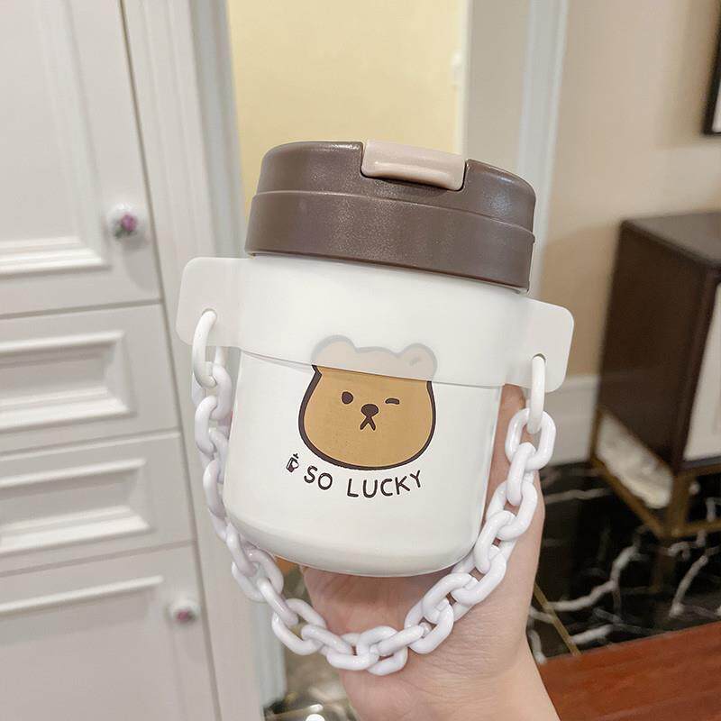 创意保温杯女生高颜值小巧便携咖啡杯304不锈钢水杯ins带吸管杯子