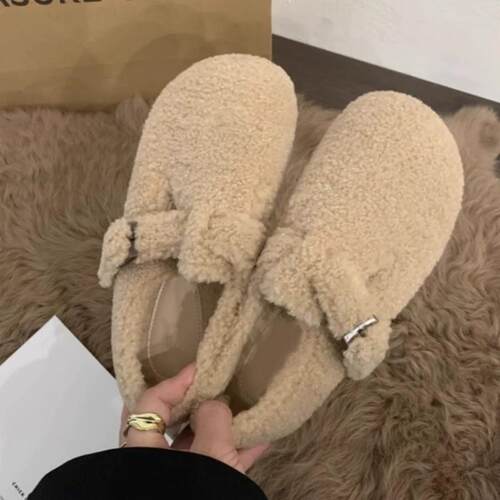 好货毛毛鞋女一脚蹬加绒豆豆鞋2026新款秋冬玛丽珍棉鞋子羊羔毛勃