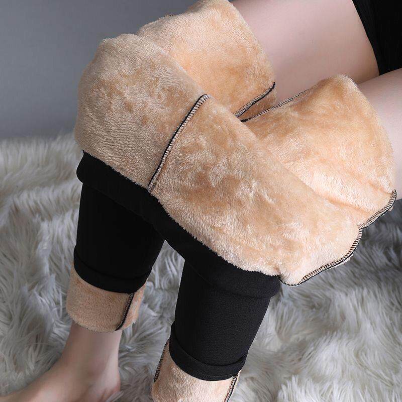 好货加绒假两件打底裤女秋冬外穿高腰弹力紧身裤加厚羊羔绒保暖棉