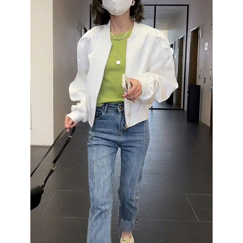 好货2026年春秋新款黑色短外套女韩国复古宽松设计感立领棒球服夹