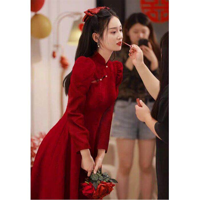 好货新中式改良旗袍回门喜服敬酒服2026新款女小个子新娘斜襟婚服