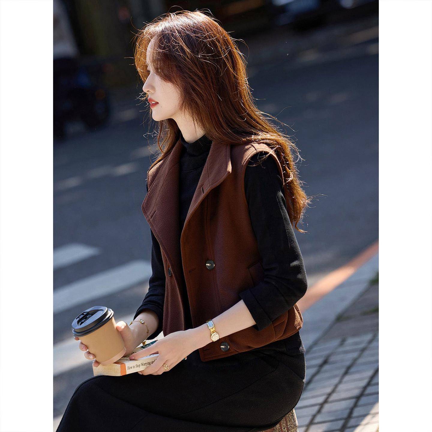 好货麂皮无袖羽绒服女年冬季新款马甲厚外套上衣女