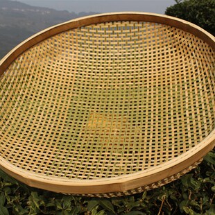 凹底竹筛有孔竹编筛子竹编簸箕y 筛茶叶末工具竹筛竹制品粉末筛子