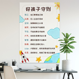好孩子守则儿童教育行为管理挂图文化墙贴亲子共读励志标语装饰画