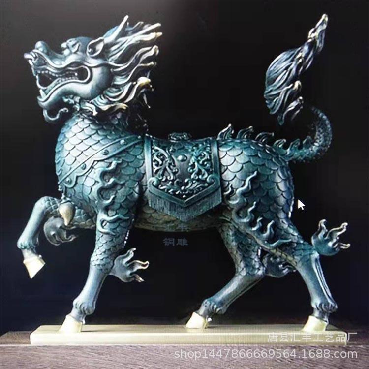 铜麒麟纯铜铠甲麒麟神兽一对麒麟家居门口将军麒麟铜雕塑