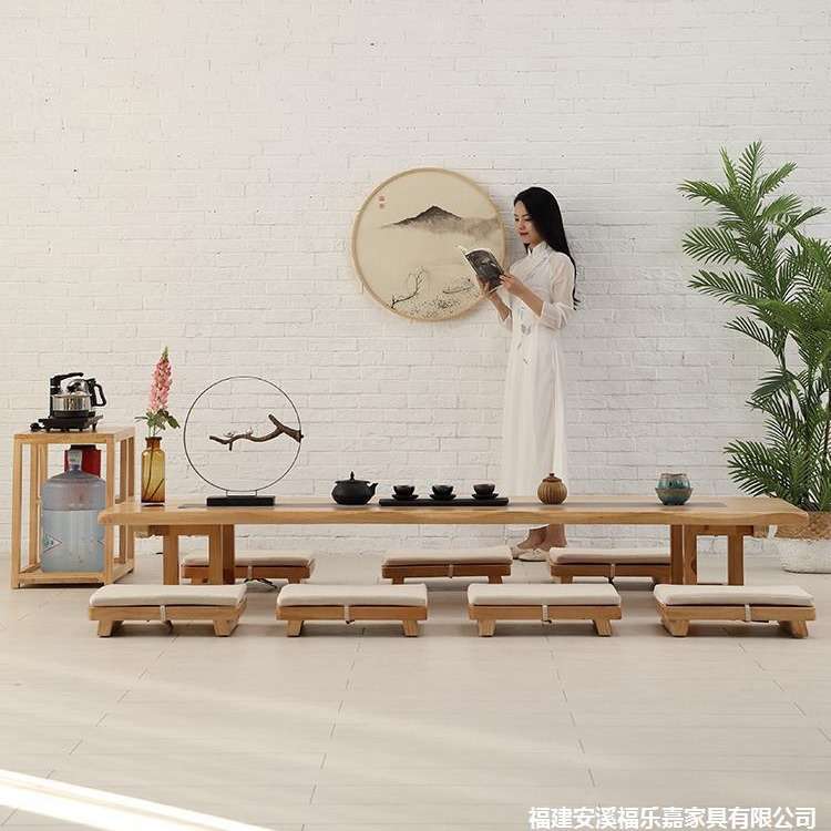 实木榻榻米茶几日式茶桌椅组合坐地式长桌简约禅意地台矮长条桌子