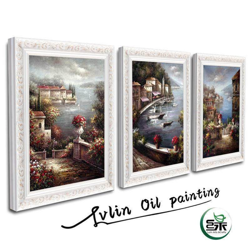 欧式风景装饰画客厅挂画简欧山水田园有框壁画美式油画三联画竖版,智能设备,其他智能设备,淘宝优惠券,粉丝福利购,淘宝优惠卷