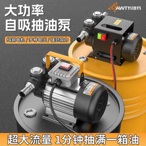 卡维特电动抽油泵12V24V220V大流量柴油自吸齿轮泵大功率加油机枪
